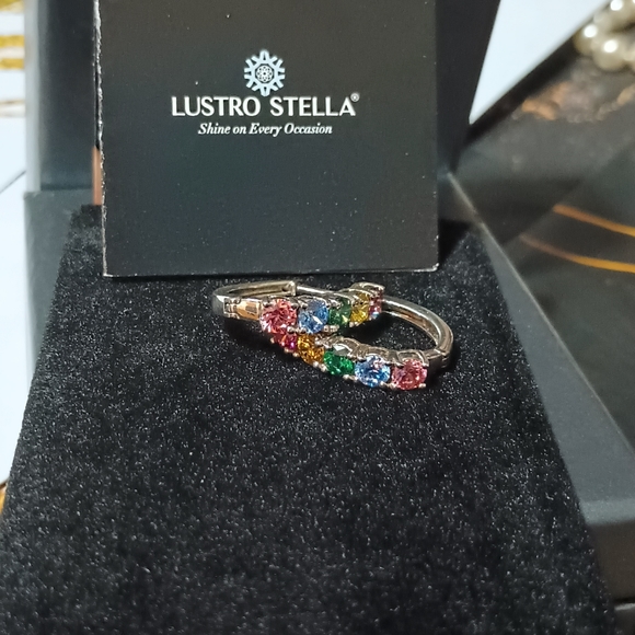 Multicolor MultiGem Hoop Earrings Platinum Silver - Picture 6 of 16